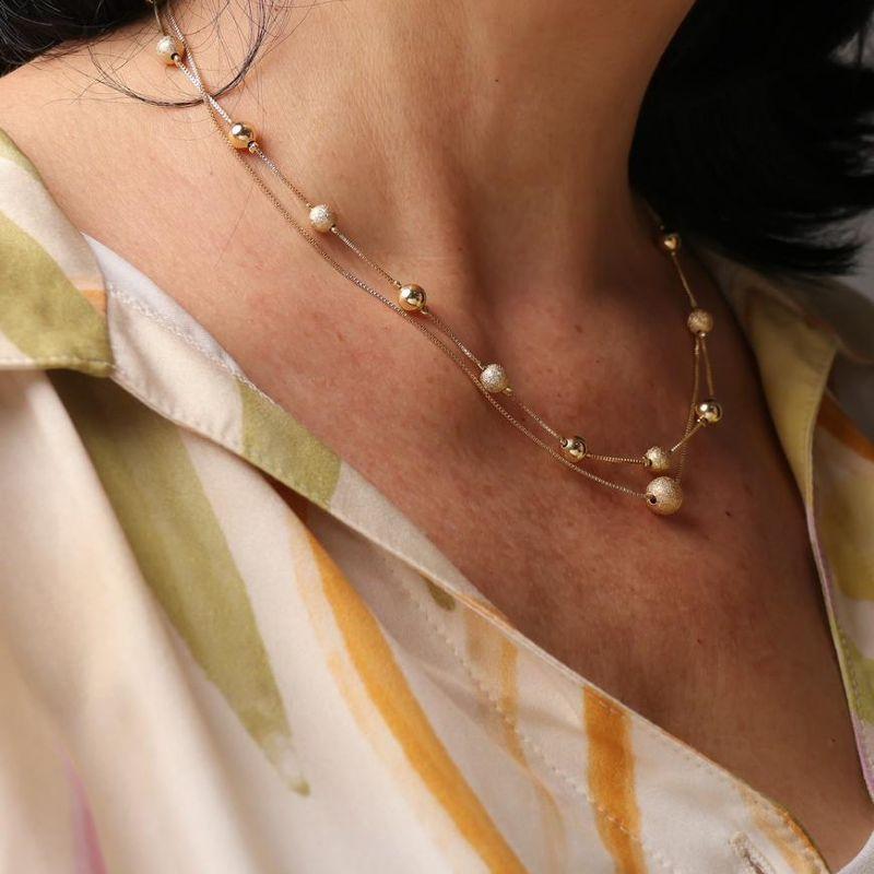 COLAR ESFERA FOSCA BANHADO A OURO