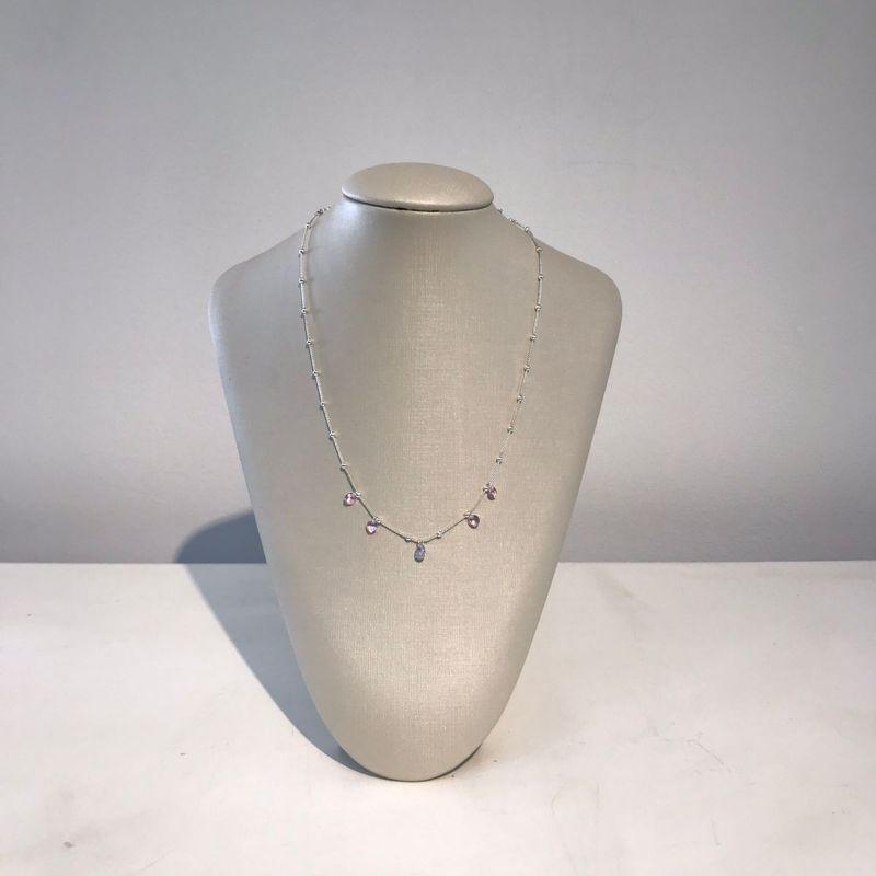 COLAR TIFFANY ROSA E CRISTAL BANHADO A PRATA