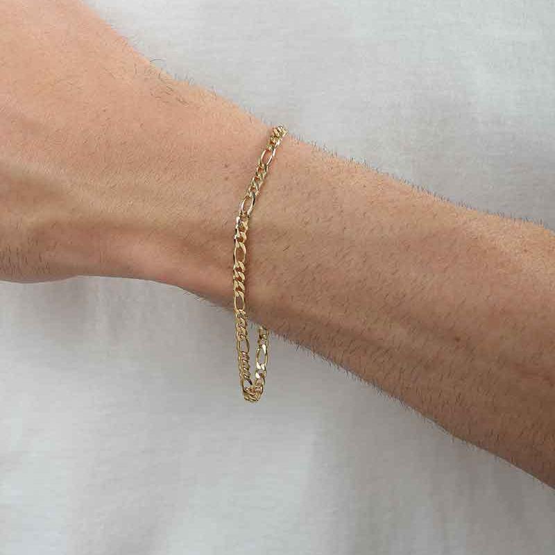 PULSEIRA FÍGARO MASCULINO BANHADO A OURO