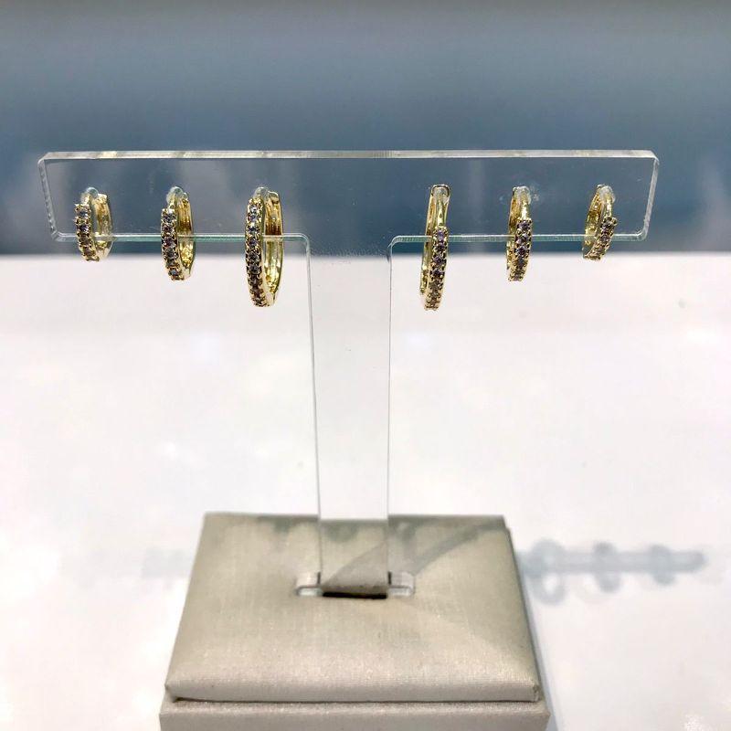 TRIO DE ARGOLA EM ZIRCÔNIA BANHADO A OURO