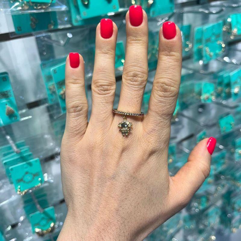 ANEL PINGENTE MENINA ZIRCÔNIA BANHADO A OURO