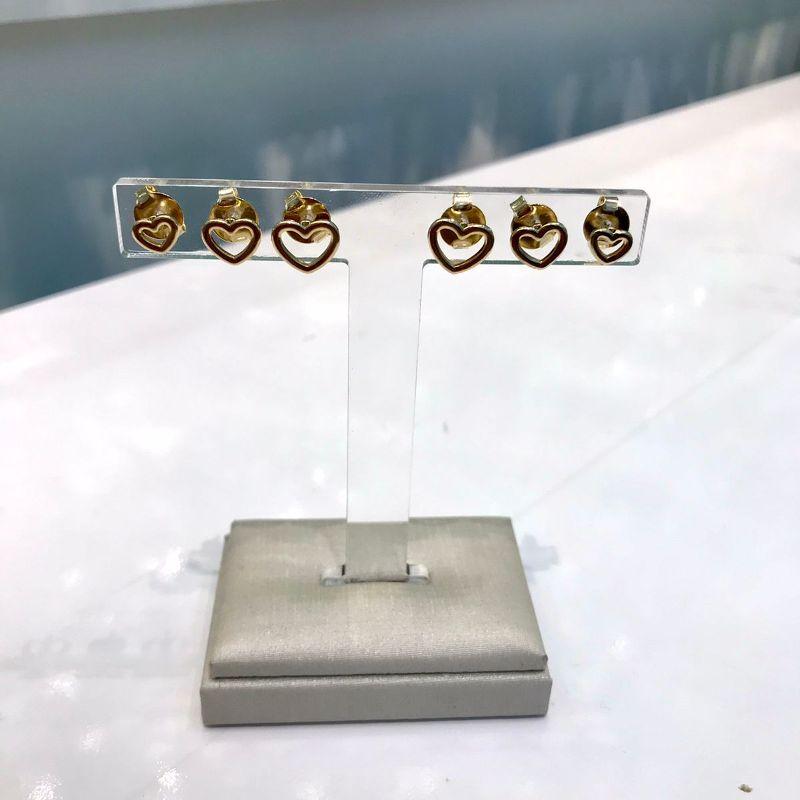 TRIO CORAÇÃO VAZADO BANHADO A OURO