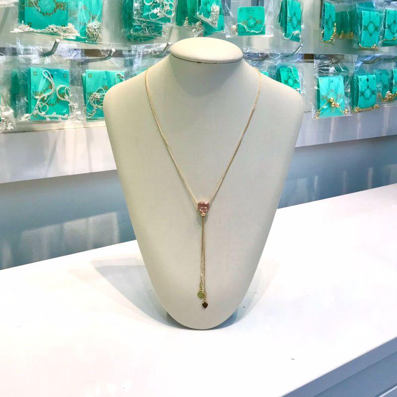 GRAVATINHA CORAÇÃO ROSE BANHADO A OURO