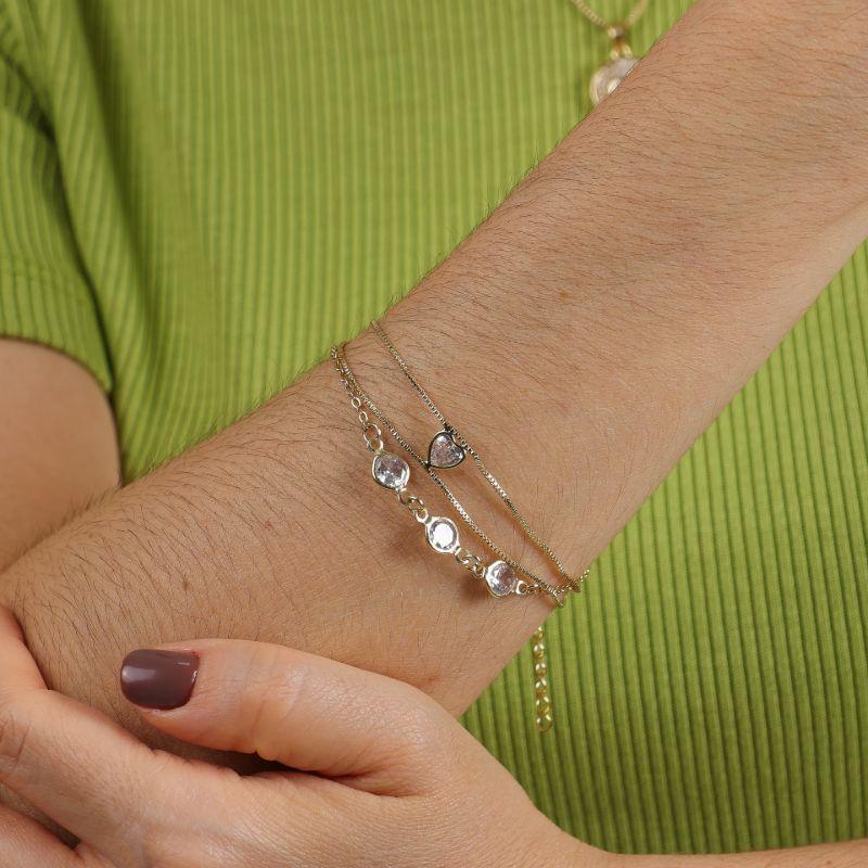 PULSEIRA TRIO TIFFANY REGULÁVEL BANHADO A OURO