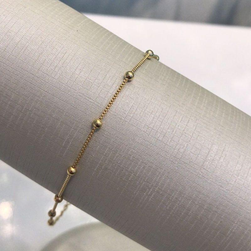 PULSEIRA VENEZIANA MINI ESFERA INFANTIL BANHADO A OURO