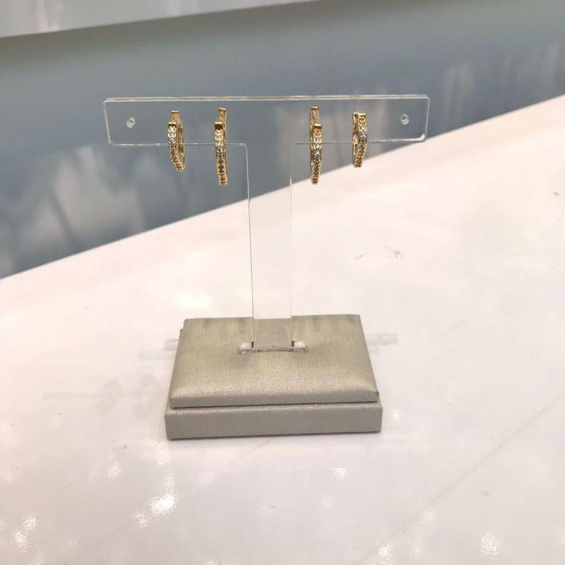 DUPLA DE TREVO EM ZIRCÔNIA BANHADO A OURO