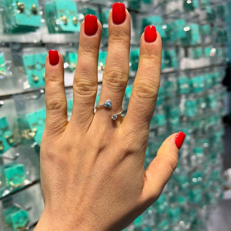 ANEL REGULÁVEL CORAÇÃO BANHADO A PRATA