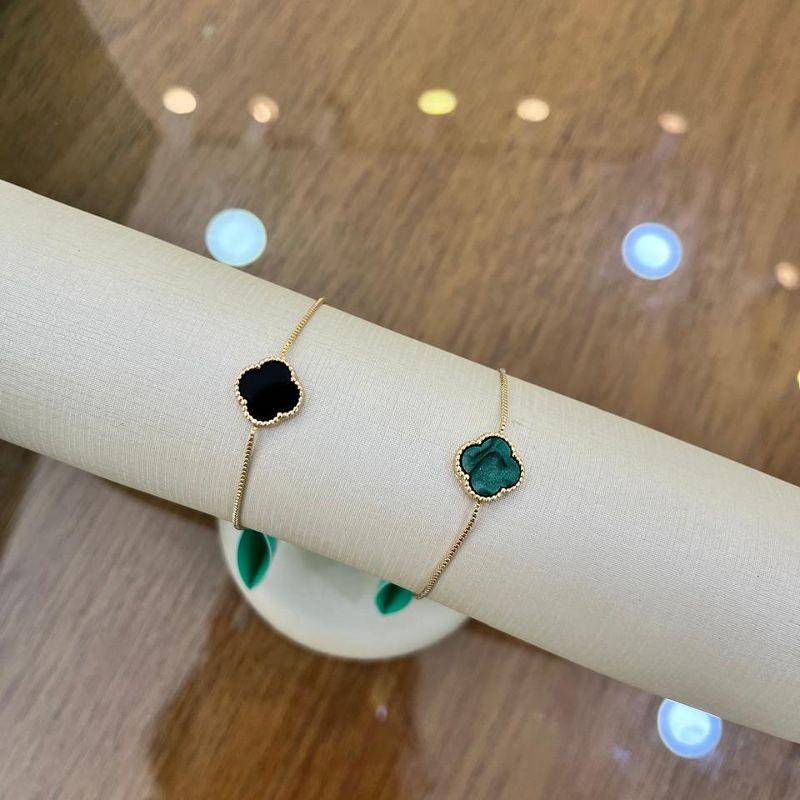 PULSEIRA TREVO VERDE JEWELRY BANHADO A OURO