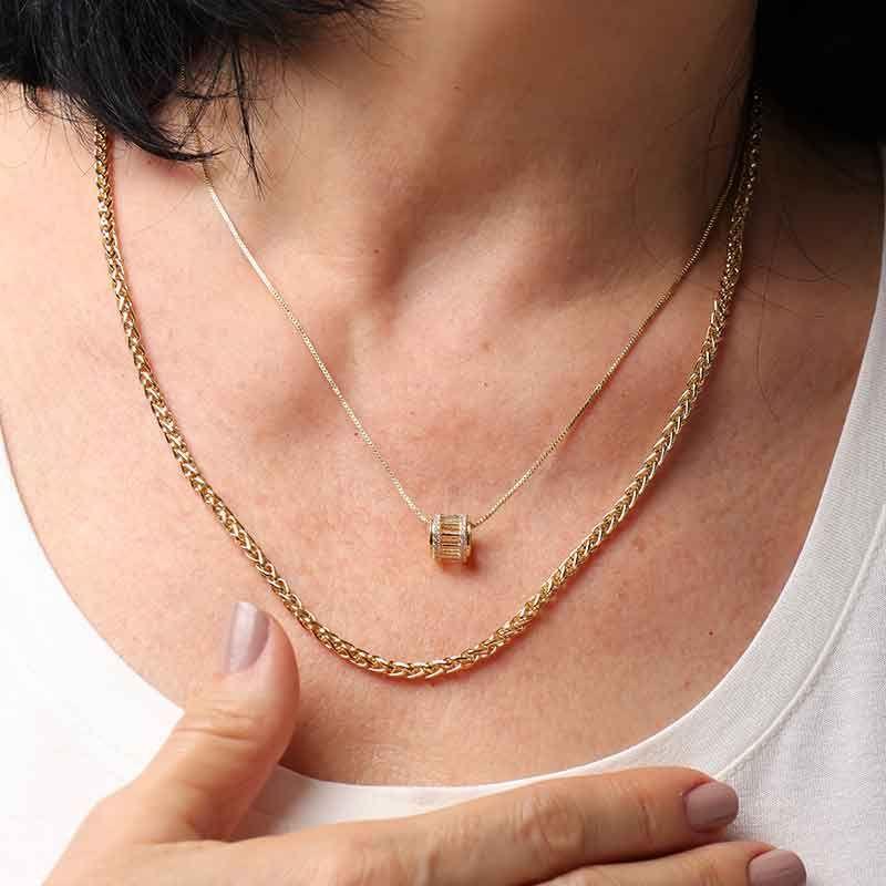 COLAR VIDA EM ZIRCÔNIA BANHADO A OURO