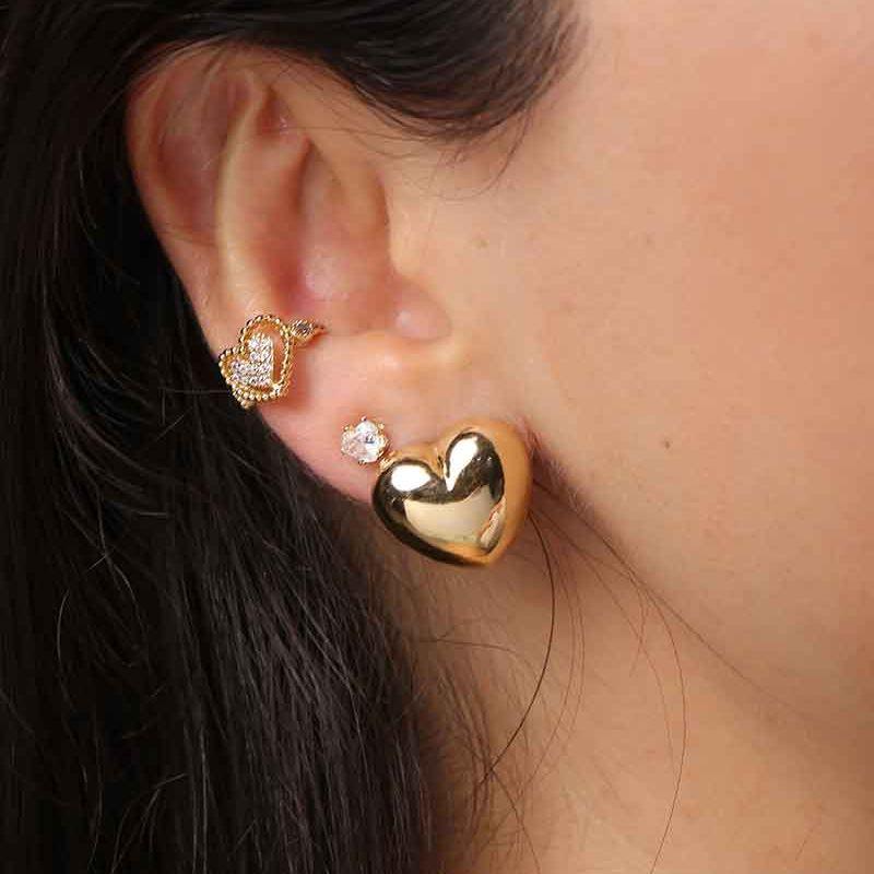 BRINCO CORAÇÃO PUFFER BANHADO A OURO