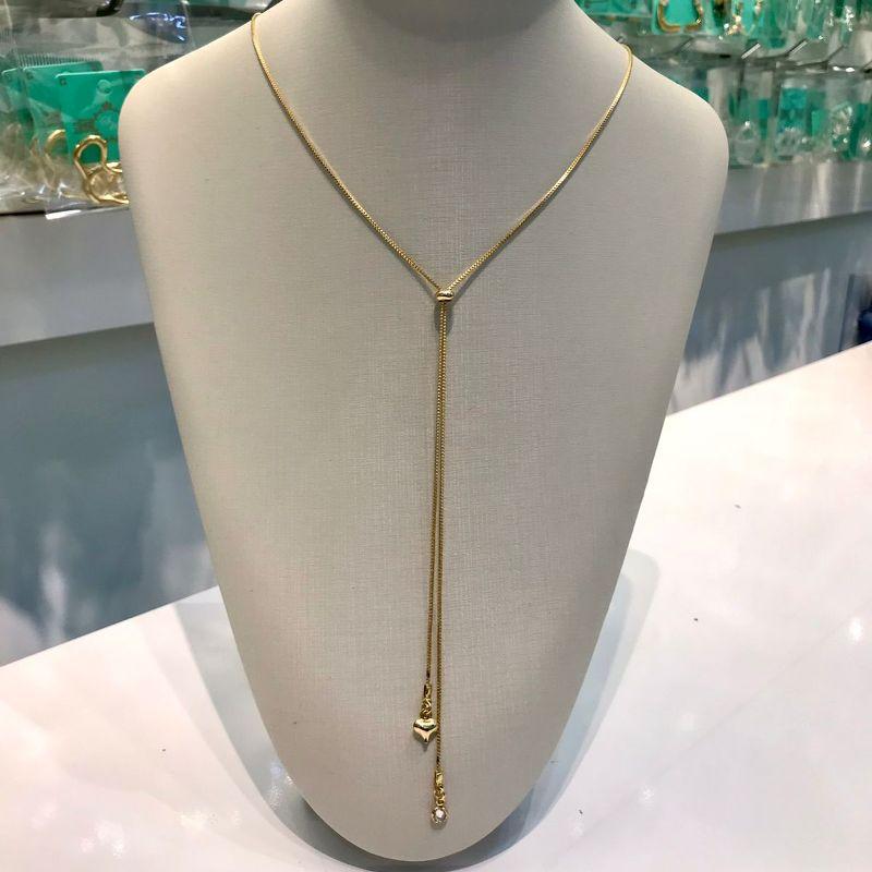 COLAR GRAVATINHA PINGENTE CORAÇÃO BANHADO A OURO