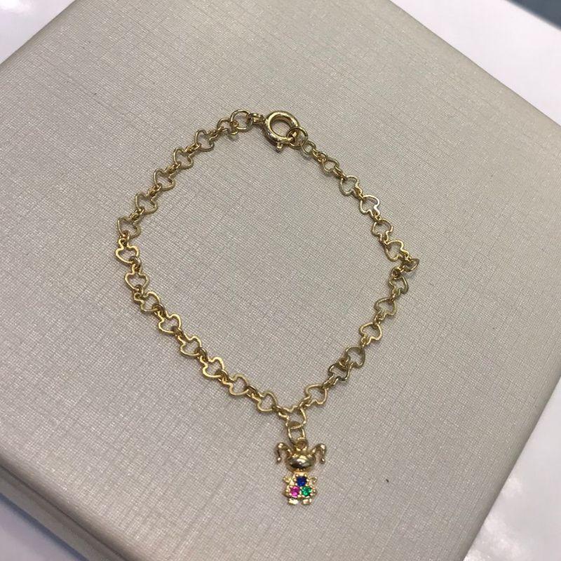 PULSEIRA LITTLE GIRL ZIRCÔNIA COLORIDA INFANTIL BANHADO A OURO