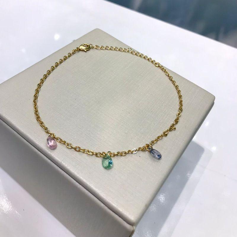 TORNOZELEIRA TIFFANY GOTA COLORS BANHADO A OURO