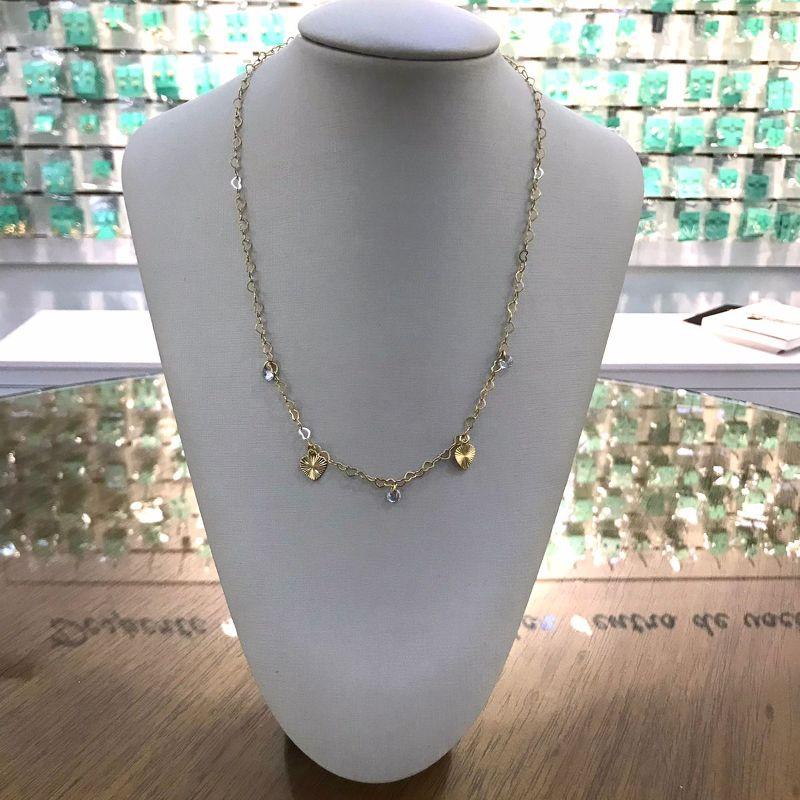 COLAR CORAÇÃO VAZADO TIFFANY DIAMANTADO BANHADO A OURO