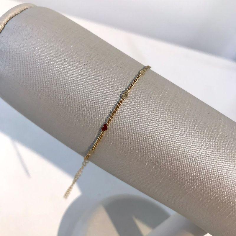 PULSEIRA MINI CORAÇÃO CHAPINHA BANHADO A OURO