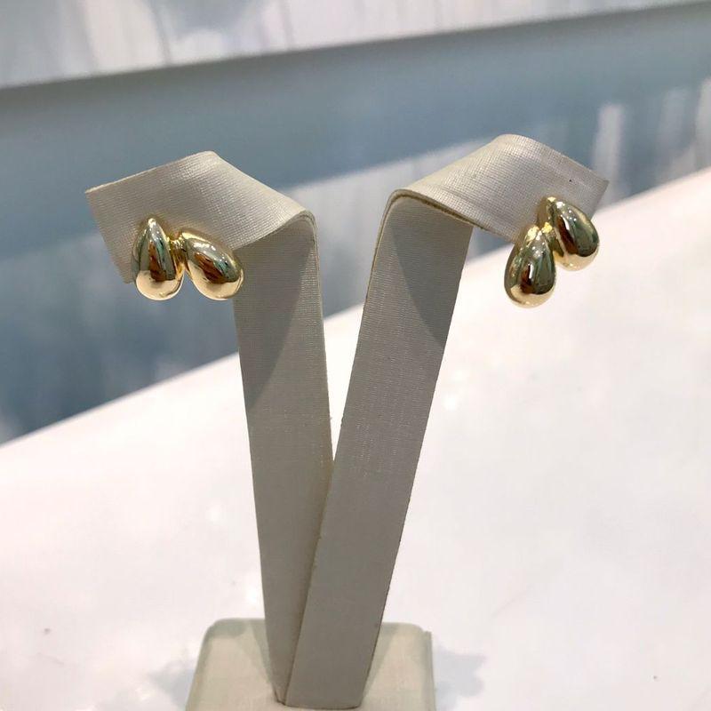 BRINCO GOTA DUPLA BANHADO A OURO