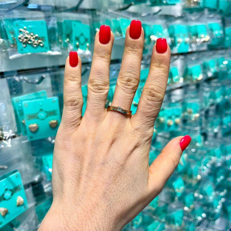 ANEL DUPLO PONTO DE LUZ BANHADO A OURO