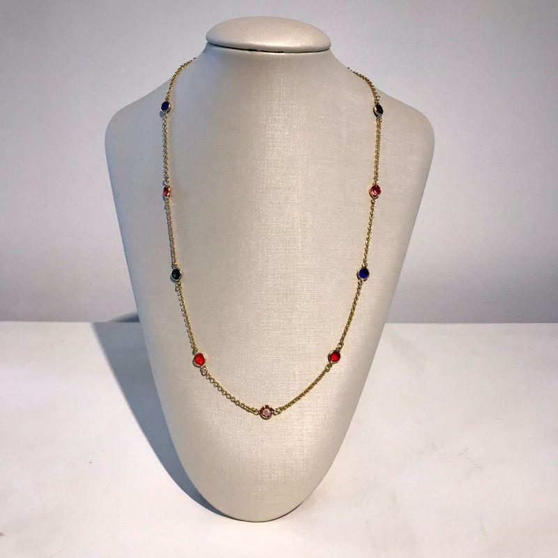 COLAR LONGO TIFFANY COLORIDA 60CM BANHADO A OURO