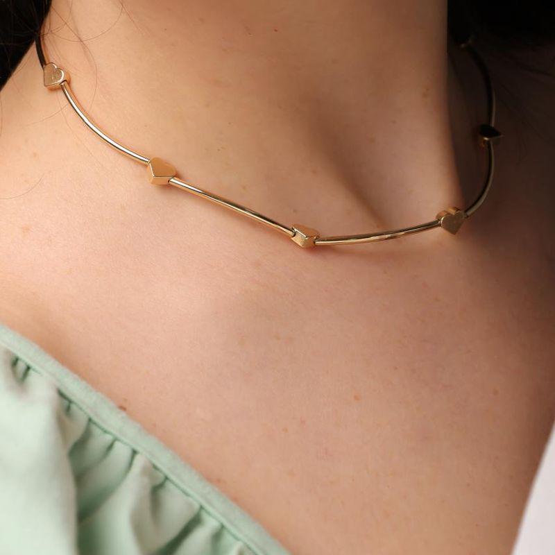 CHOKER ARO TUBINHO CORAÇÃO BANHADO A OURO
