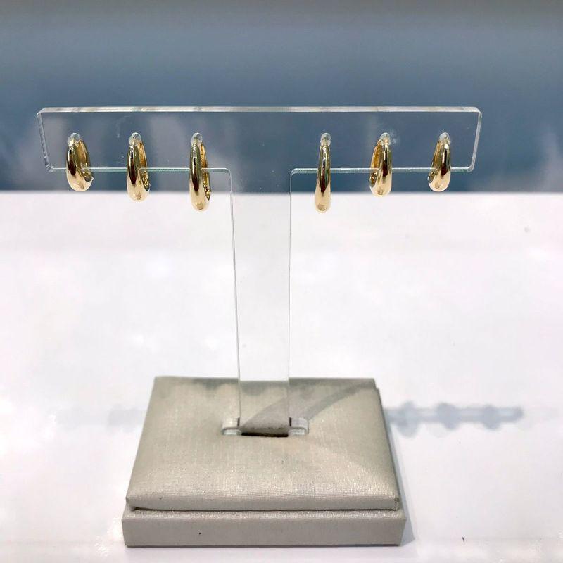 TRIO DE ARGOLA OVAL BANHADO A OURO