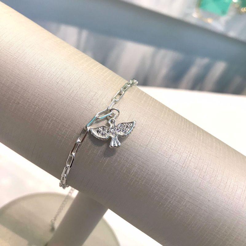 PULSEIRA ESPÍRITO SANTO EM ZIRCÔNIA CORRENTE CARTIER BANHADO A PRATA