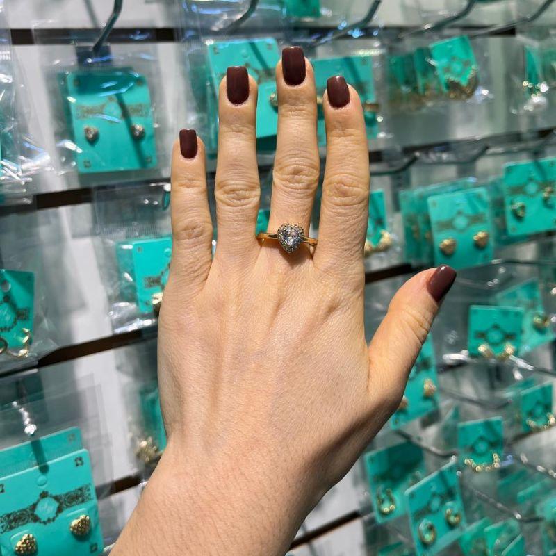 ANEL CORAÇÃO DUPLO ZIRCÔNIA E MICRO ZIRCÔNIA ESPLENDOR BANHADO A OURO