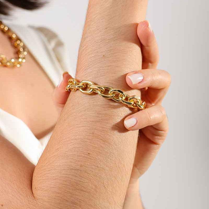 PULSEIRA DE ELOS BANHADO A OURO