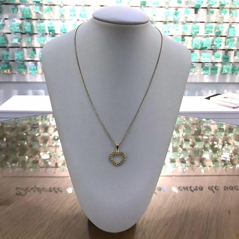 COLAR CORAÇÃO CORRENTE BANHADO A OURO