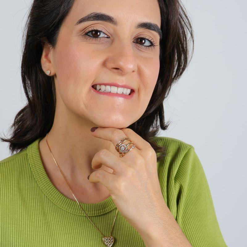 TRIO DE ANEL ZIRCÔNIA GLAMOUR BANHADO A OURO