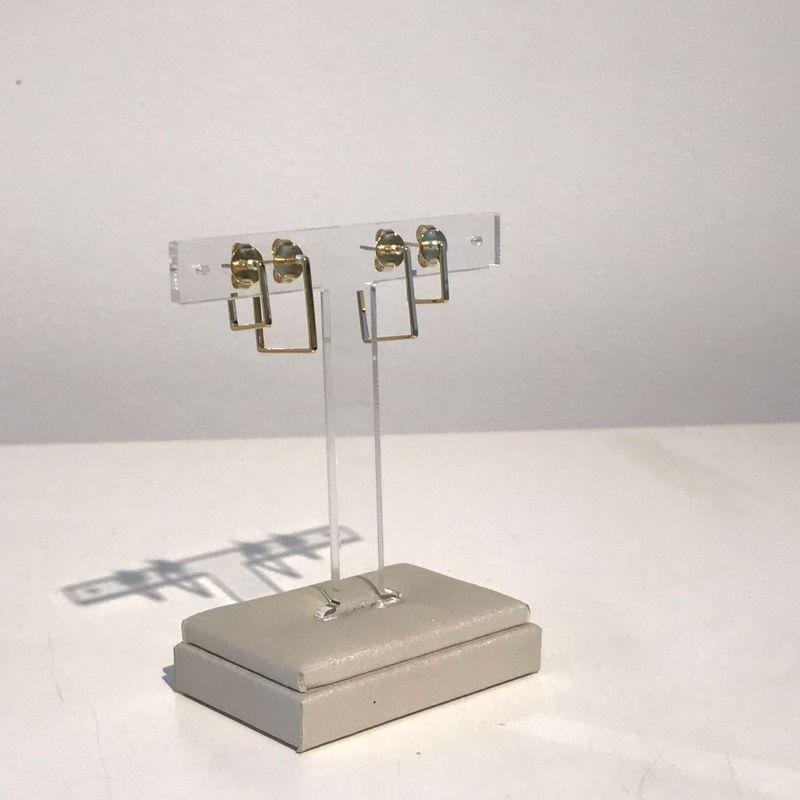 DUPLA DE ARGOLA QUADRADA BANHADO A OURO