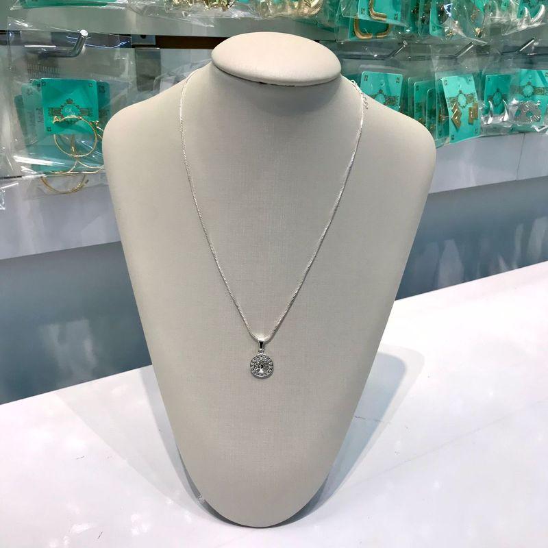 COLAR REDONDO ÁRVORE DA VIDA EM ZIRCÔNIA BANHADO A PRATA