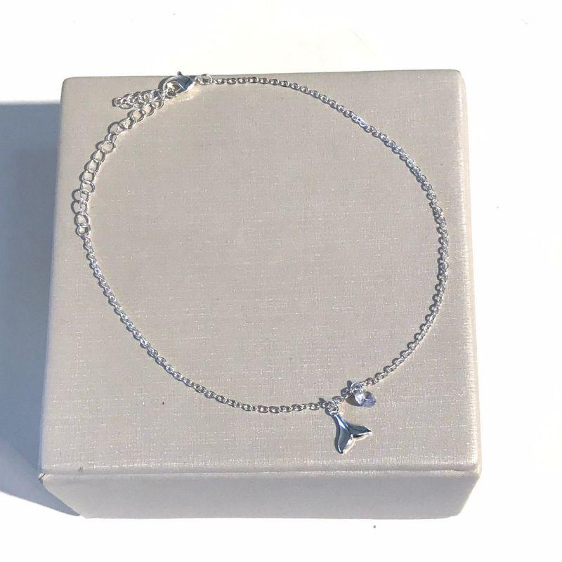 TORNOZELEIRA CORAÇÕES E ESTRELA BANHADO A PRATA