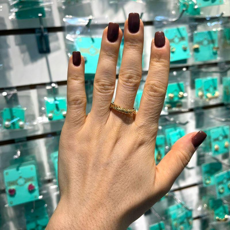 ANEL LISO TEXTURIZADO REGULÁVEL BANHADO A OURO