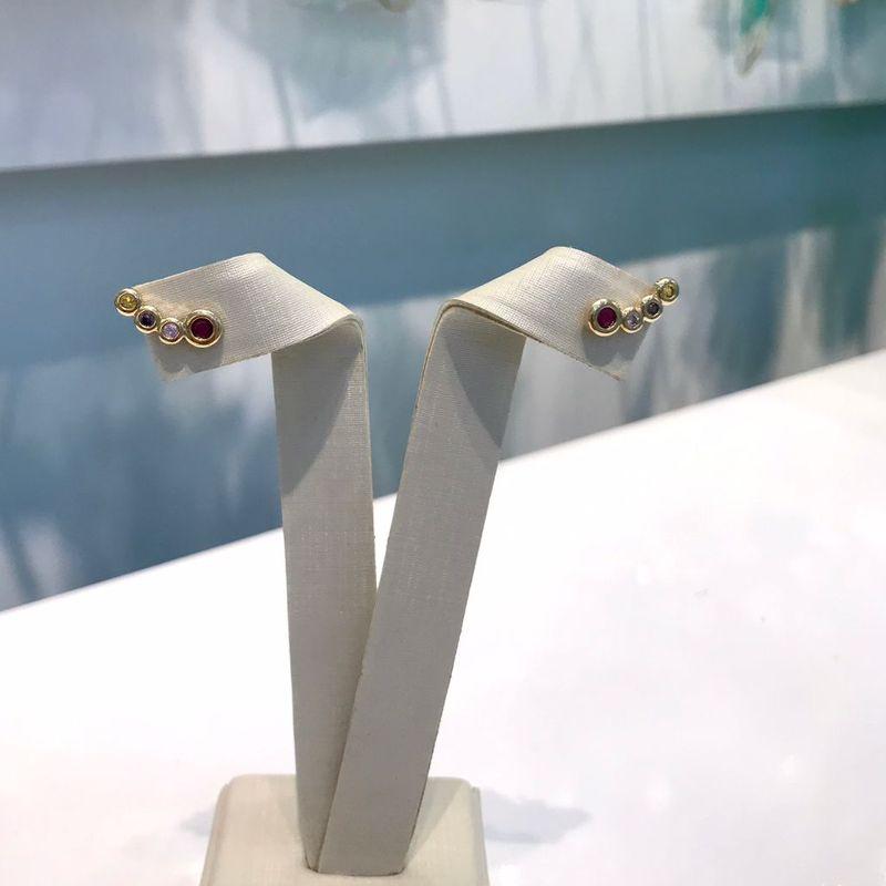 EARCUFF PONTO DE LUZ COLORIDO BANHADO A OURO