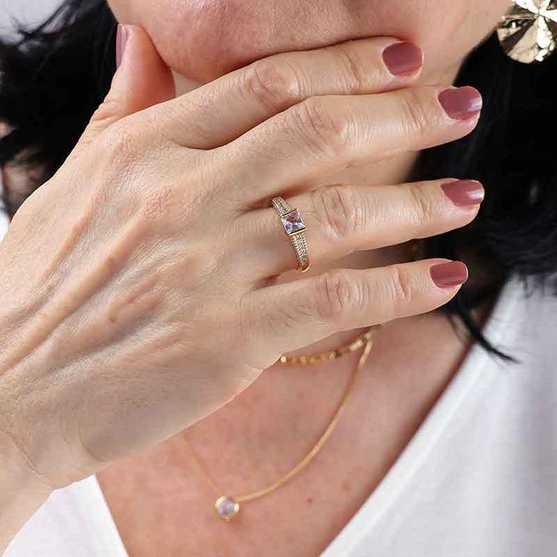 ANEL SOLITÁRIO FELICITÁ BANHADO A OURO