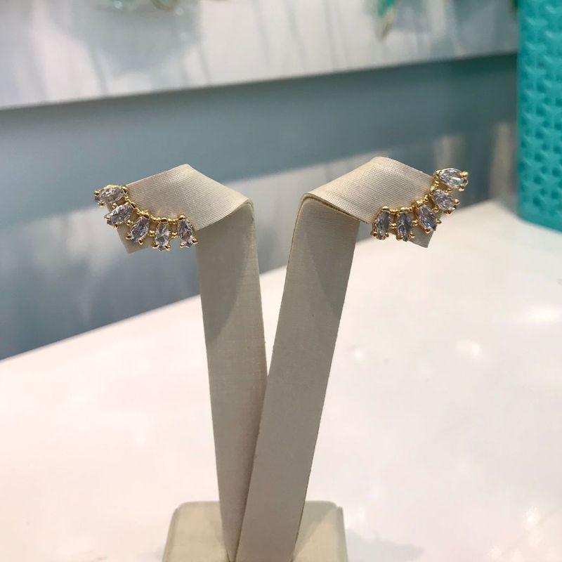 EARCUFF LIBERTY EM ZIRCÔNIA BANHADO A OURO