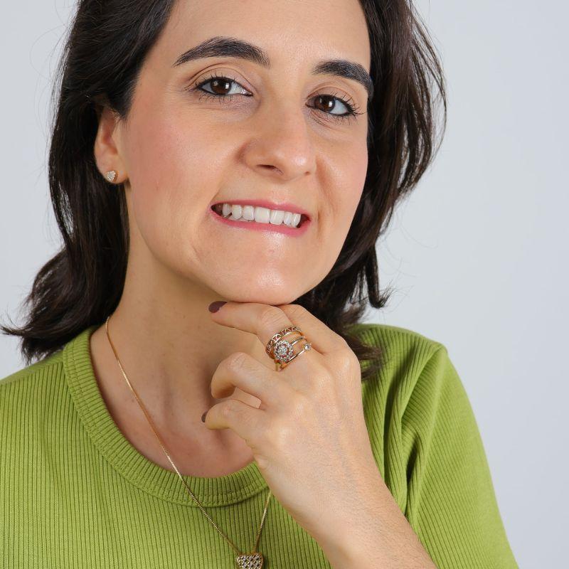 TRIO DE ANEL ZIRCÔNIA GLAMOUR BANHADO A OURO