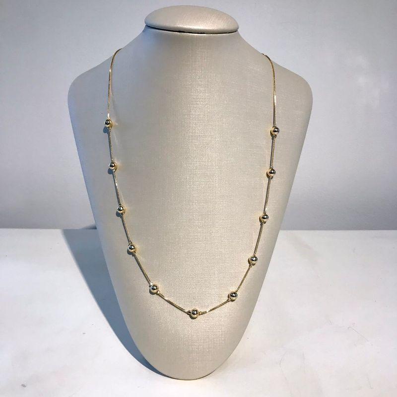 COLAR LONGO ESFERAS 60CM BANHADO A OURO