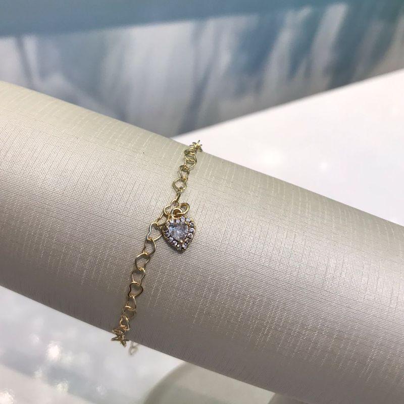 PULSEIRA CORAÇÕES ZIRCÔNIA BANHADO A OURO