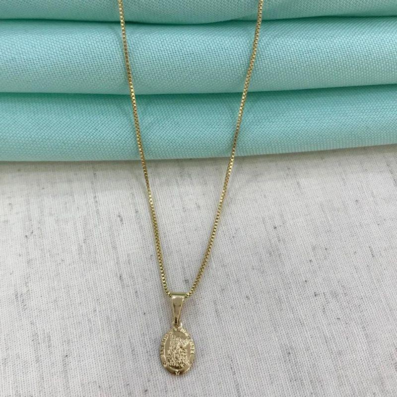 COLAR DE SÃO MIGUEL BANHADO A OURO