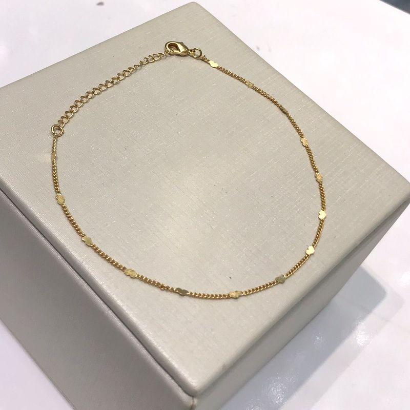 TORNOZELEIRA CHAPINHA DE CORAÇÃO BANHADO A OURO