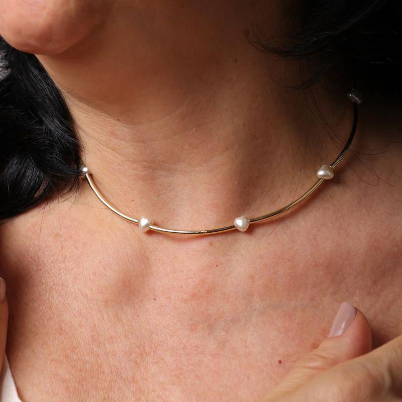 CHOKER ARO TUBINHO PÉROLA BANHADO A OURO