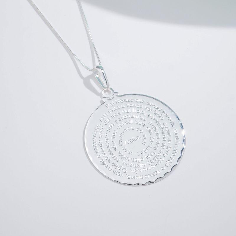 COLAR MEDALHA PAI NOSSO TAM G BANHADO A PRATA