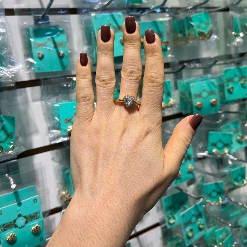 ANEL CORAÇÃO DUPLO ZIRCÔNIA E MICRO ZIRCÔNIA ESPLENDOR BANHADO A OURO