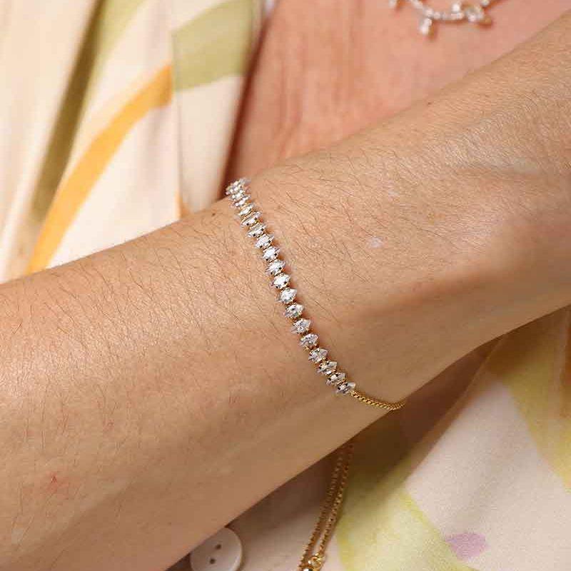 PULSEIRA RIVIERA NAVETE REGULÁVEL ZIRCÔNIA BANHADO A OURO