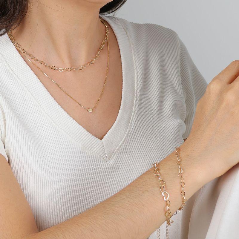PULSEIRA CORAÇÃO VAZADO BANHADO A OURO