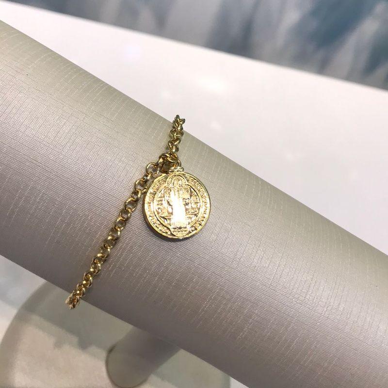 PULSEIRA SÃO BENTO ELO PORTUGUÊS BANHADO A OURO