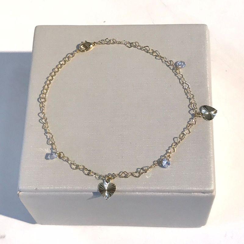 TORNOZELEIRA TIFFANY CORAÇÃO BANHADO A OURO