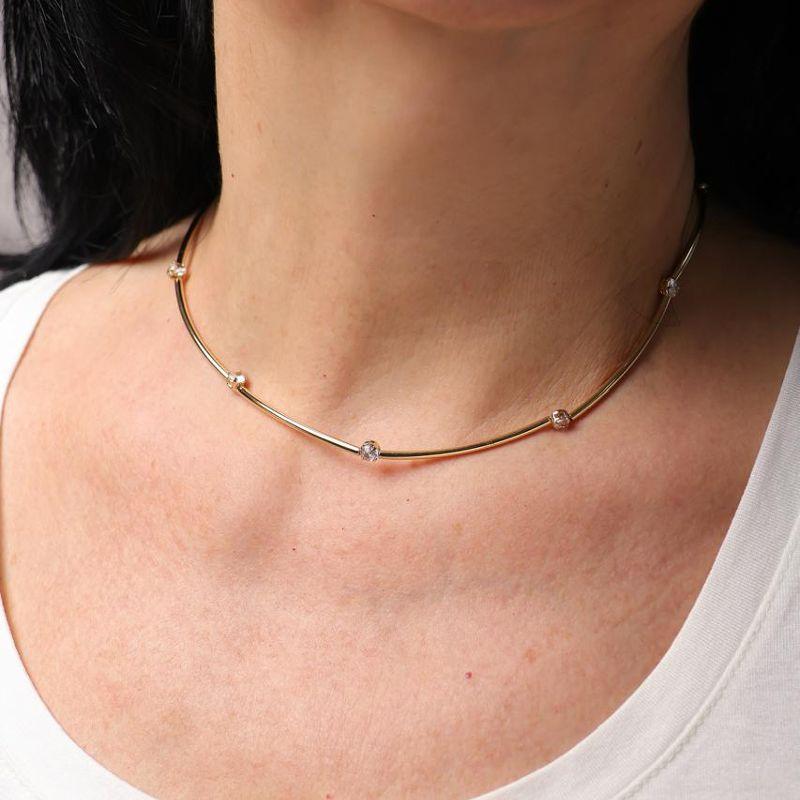 CHOKER ARO TUBINHO PONTO DE LUZ BANHADO A OURO