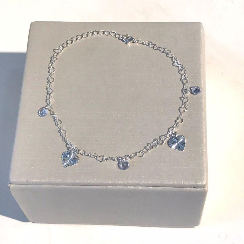 TORNOZELEIRA TIFFANY CORAÇÃO BANHADO A PRATA